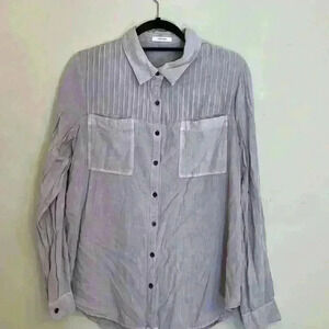 Maurices Shirt Women's Size L Light Purple Button Up Long Sleeve Pockets